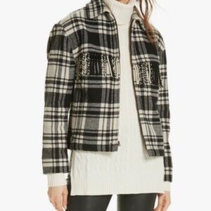 Polo Ralph Lauren XL plaid fringe zip front jacket